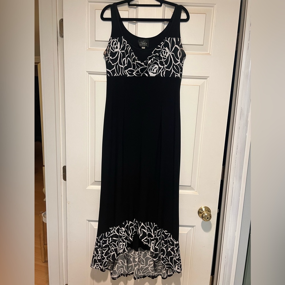 Elegant Black and White High Low Dress